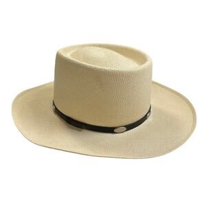 Stetson 7X Gen Shantung Panama Royal Flush Straw Gambler Cowboy Western Hat 7